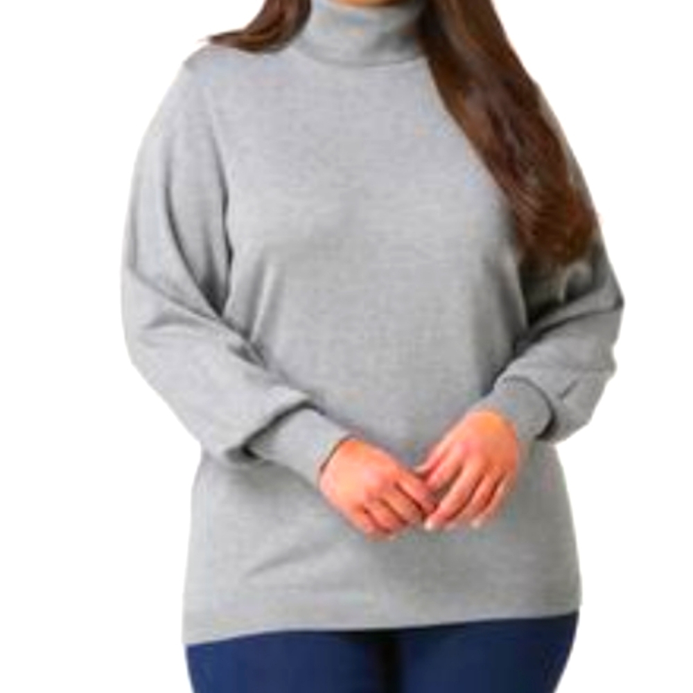 Heather Gray Turtleneck Sweater with Ribbed Collar Plus